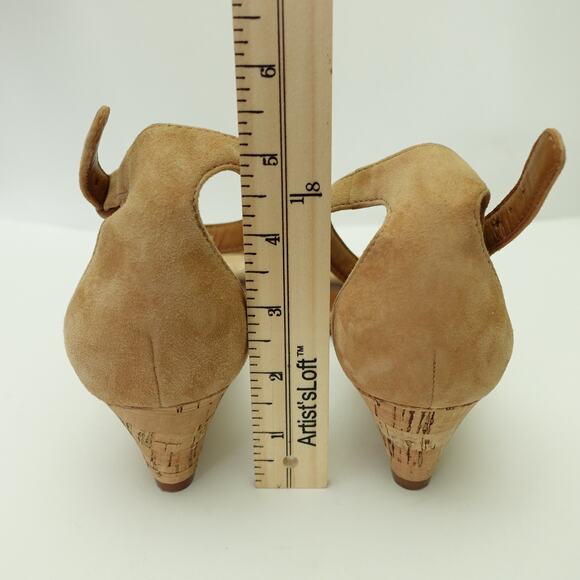 Tory Burch Womens Savannah Wedge Sandal Suede Ankle Strap Buckle Tan Size 10.5 - Picture 6 of 9